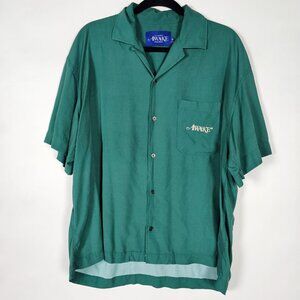 Awake New York Dice 100% Rayon Mens Medium Short Sleeve Green Button Shirt